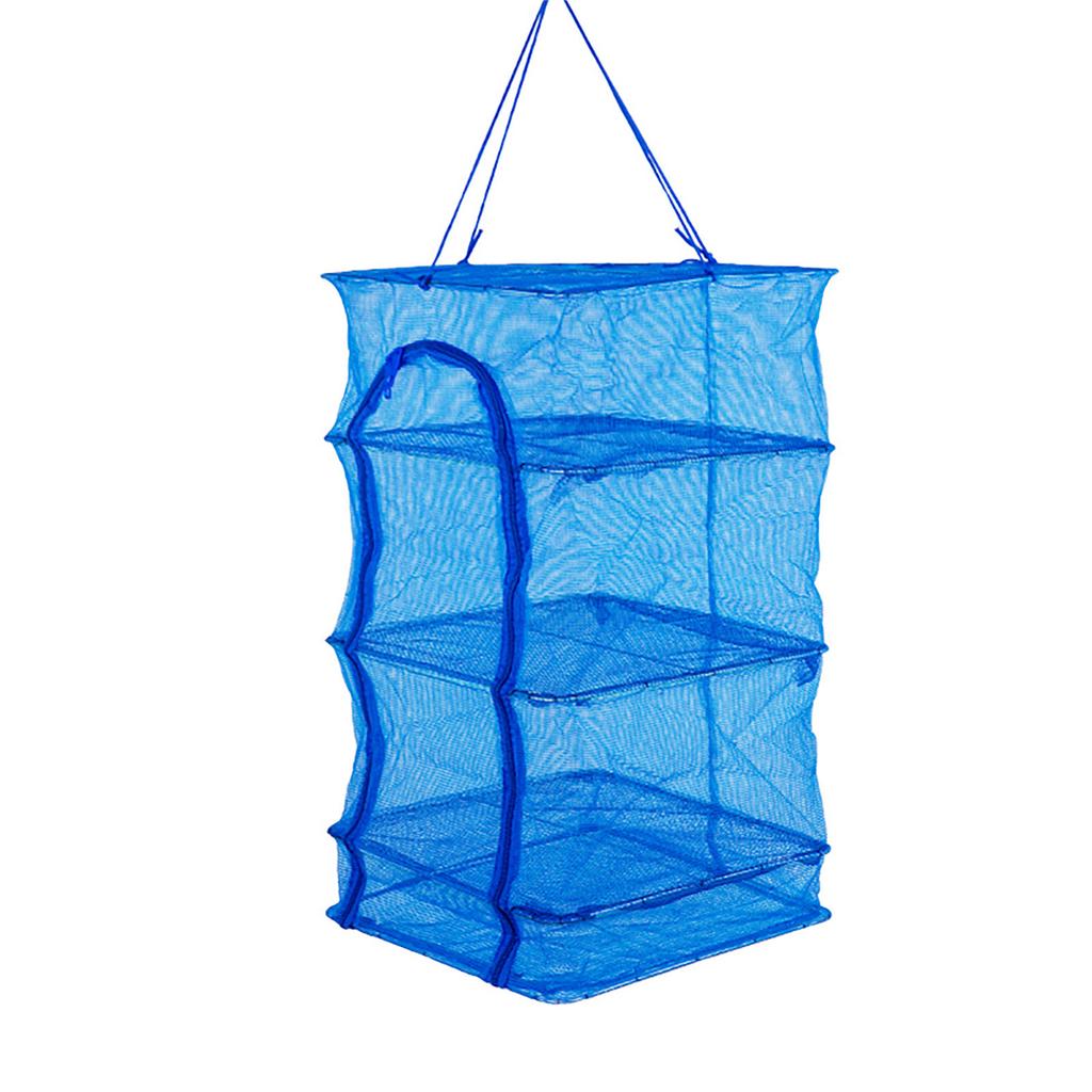 Hanging Foldable Fish Drying Mesh 3 Layers Vegetable Fish Drying Rack Zipper Storage Bag With Lanyard