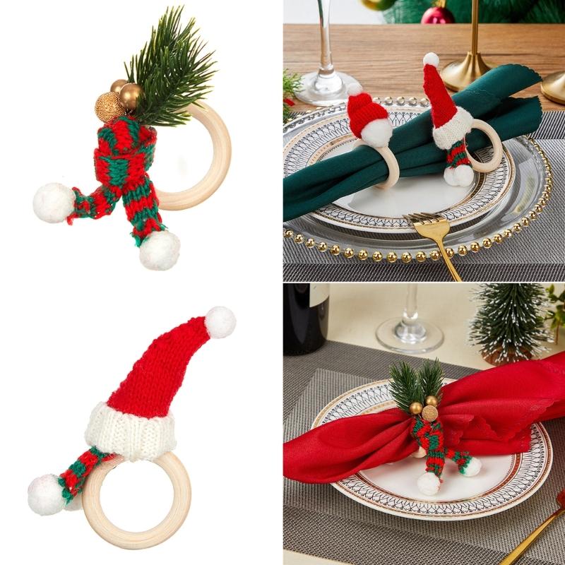 Set of 6 Napkin Buckles Decorative Serviette Rings Napkin Holder Christmas Tabletop Decorations for Wedding Banquets