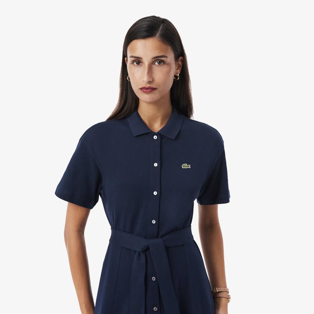 [lacoste] Women's Fit & Flare Belted Polo Dress EF9621-56G166