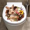 Broken Hole Bunny Toilet Sticker Waterproof Self-adhesive PVC Living Room Bathroom Wall Art Egg Flower Rabbit Toilet Seat Lid Decoration Decal