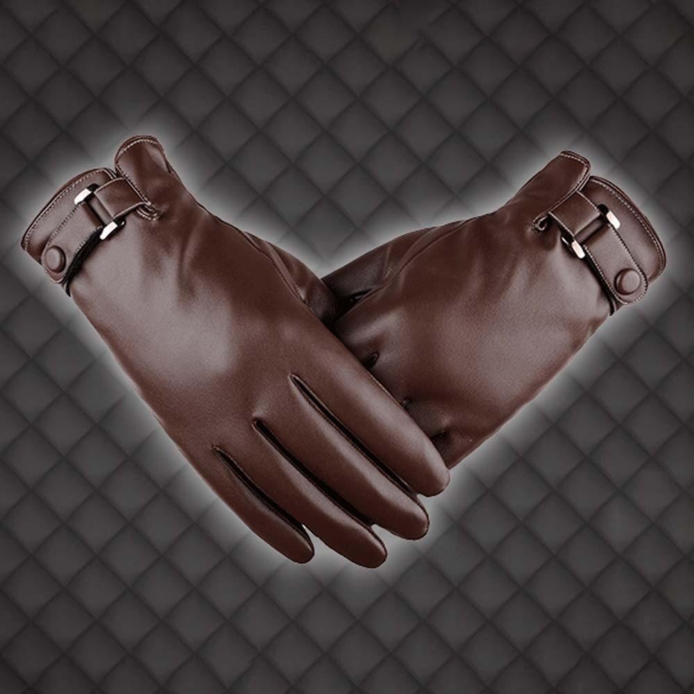 1pair Soft Black Thickened Gloves Waterproof Windproof Mittens PU Anti-cold Gloves  Cycling