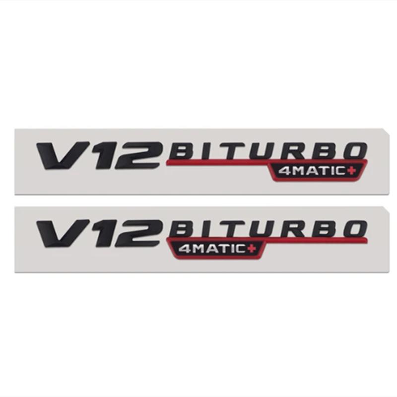

Автомобильная хромированная этикетка с 3D буквами V12 BITURBO 4MATIC + для C43 C63 C63S E43 E53 E63S S65L, боковые наклейки на переднее крыло Black Red