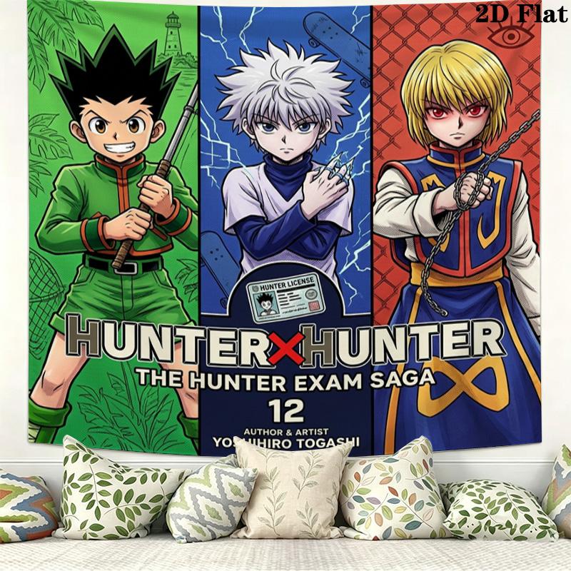 Hunter X Hunter Wall Tapestry Aesthetic Wall Hanging Printed Fabric Blanket Decorative Tapestries For Bedroom Living Room Home Decor