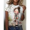 Fashionable Casual Comfortable Breathable Short Sleeved Round Neck T-shirt Summer Large Loose Creative Portrait 3D Printed Women's T-shirt
