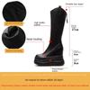 Fashion 12CM Microfiber Leather Platform Wedge Knee High Booties Women Autumn Slip on Spring Chimney Hidden Heels Over The Shoes