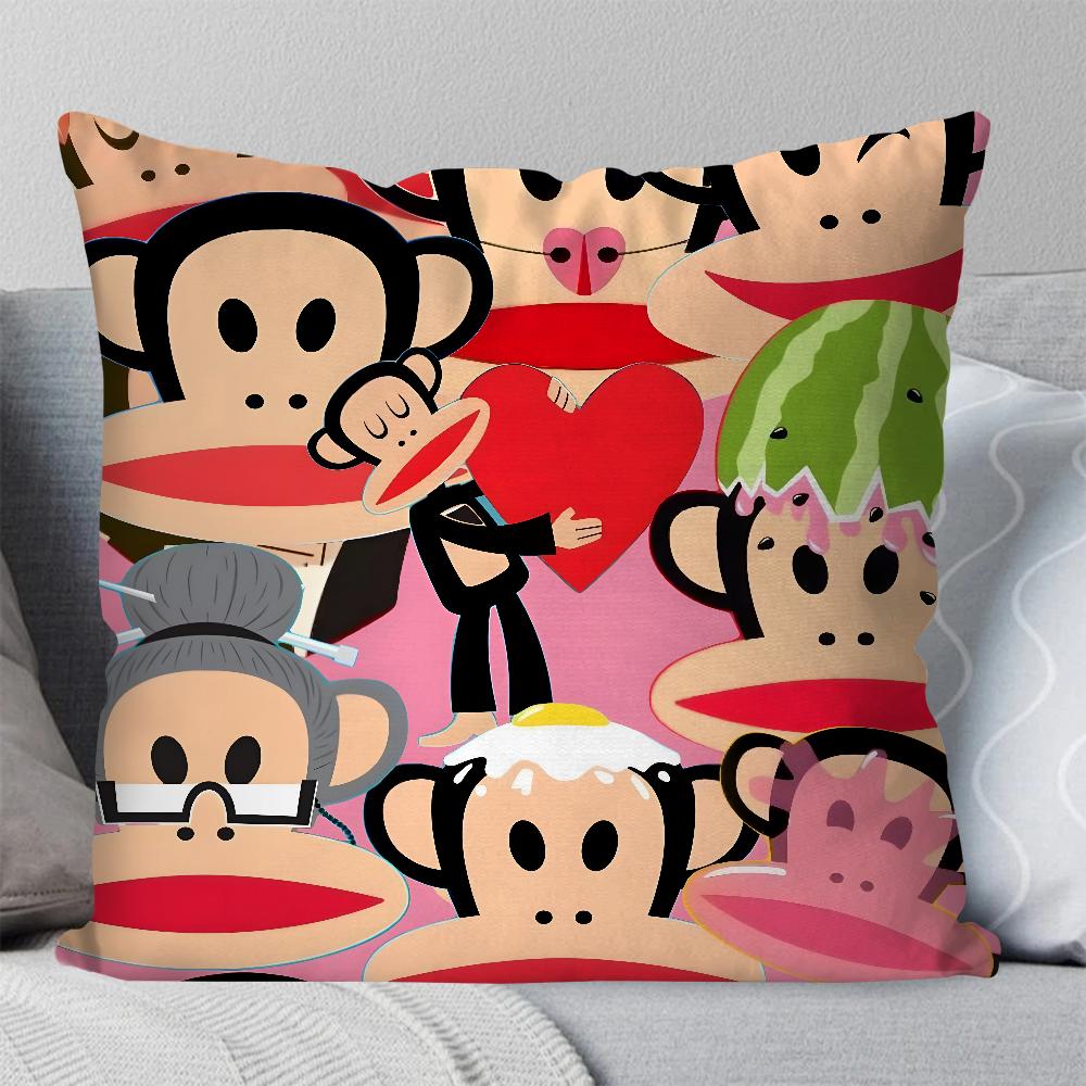Cartoon P-Paul Frank Monkey Pillow Case Square Pillow Bedroom Sofa Leisure Comfort Cushion Car Living Room Home Decoration 40X40