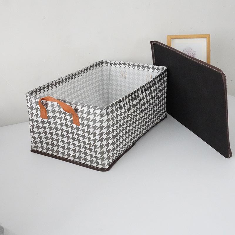 Trendy Houndstooth Foldable Storage Box with Window - Non-Woven Fabric for Underwear