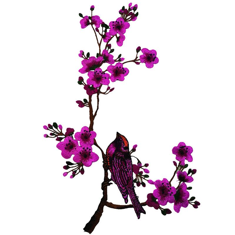 1PC Cloth Stickers For Cheongsam Plum Blossom DIY Water-soluble Sewing Accessories Applique Patch Embroidery Flower Dancing Bird