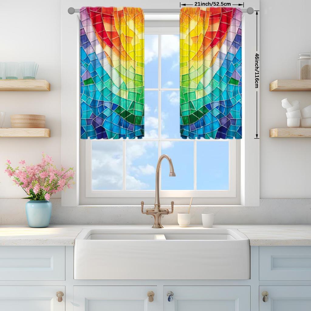 2 Panels Colored Irregular Grid Pigment Curtains   Versatile Design Suitable for Any Style   Creating a Peaceful Living Space