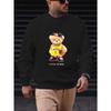 Men's Little Bear Athlete Pattern Casual Round Neck Sweatshirt, Soft Comfortable Trendy, Plus Size.