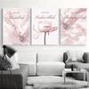 3pcs Modern Pink Floral Islamic Calligraphy Canvas Art Prints-Ideal for Ramadan Celebrations,Modern Wall Art Islamic Home Decor