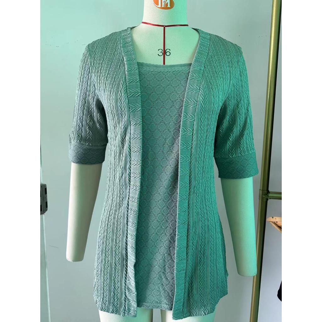 Spring Summer New Solid Color Square Neck Patchwork Half Sleeve T-shirt Top, Casual Tops for Women Crossborder Foreign Trade