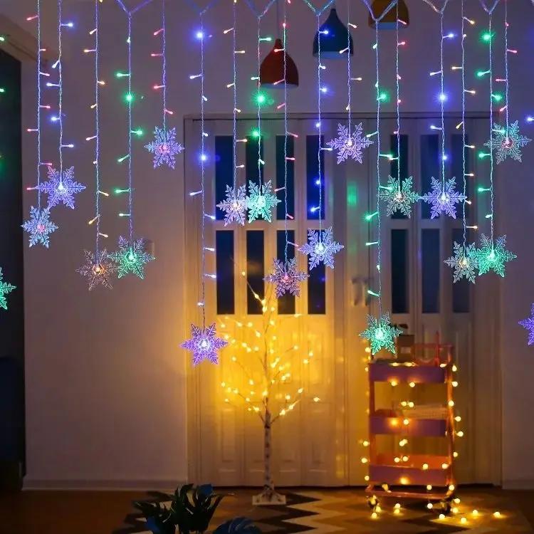 3.5M Christmas Lights LED Fairy String Lights Snowflake Curtain Garland Waterproof For Holiday Party Xmas Decoration