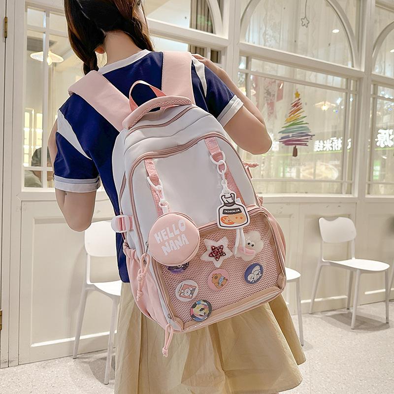 Schoolbag New Schoolbag Girls Large Capacity Burden Reduction Lightweight Middle School Students Junior High School Students Class Travel Backpack