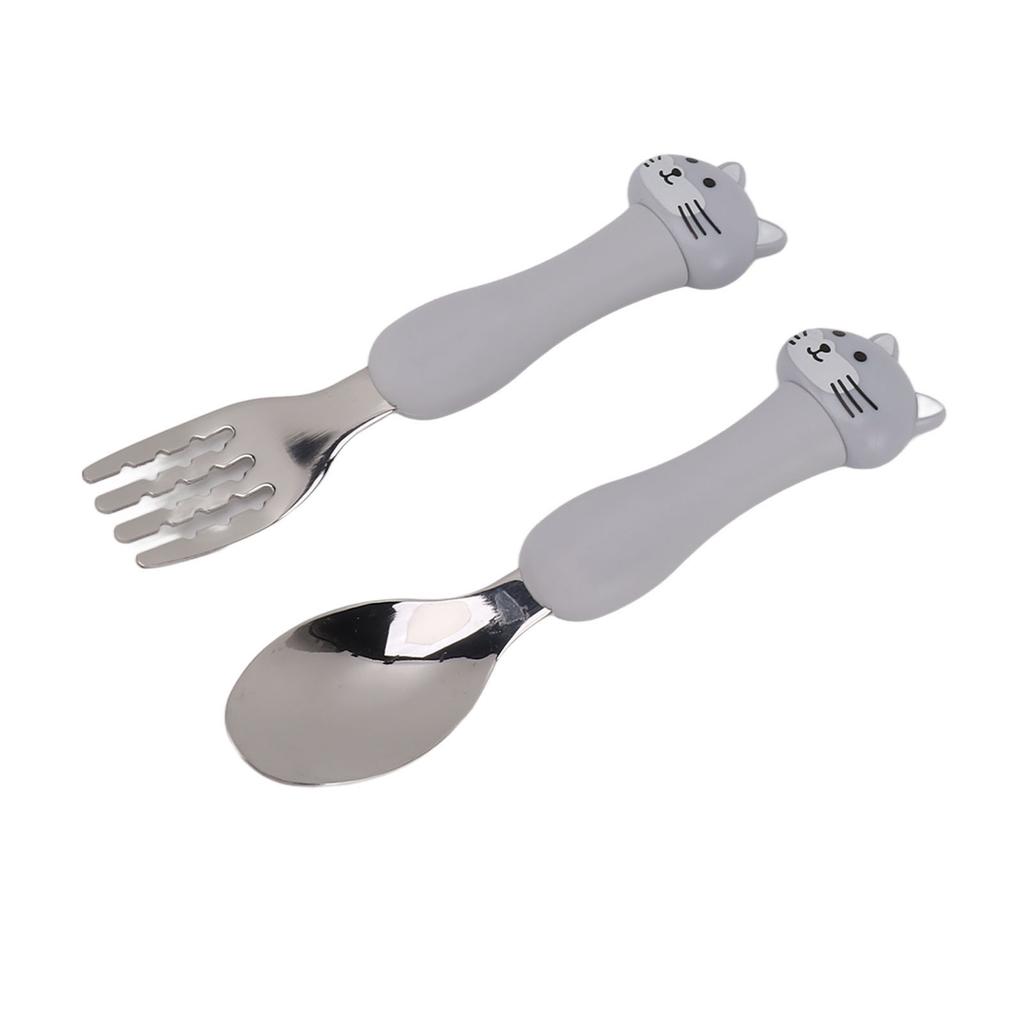 Baby Fork Cute Cartoon Shaped Spoon PP Handle Stainless Steel Tableware for Children Feeding Training