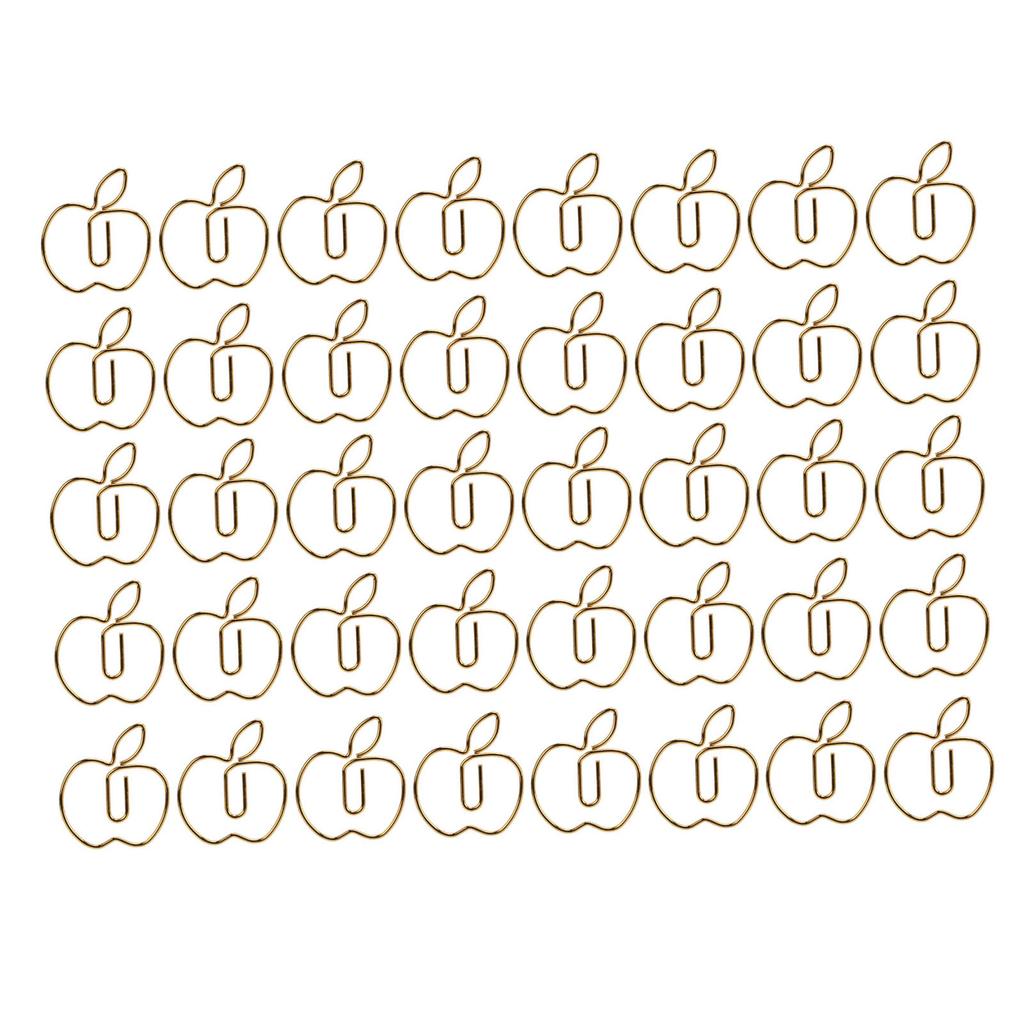 40Pcs Paper Clip Golden Apples Shape Creativity Personality Large Size Craft Paperclip for Home Offi