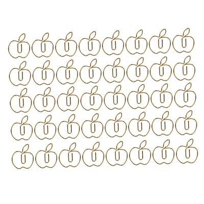 40Pcs Paper Clip Golden Apples Shape Creativity Personality Large Size Craft Paperclip for Home
