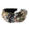 Knotted Headband for Women Fashion Sequined Hairhoop High Skull Turban Hairband Vintage Glittering Hairhoop Daily Use