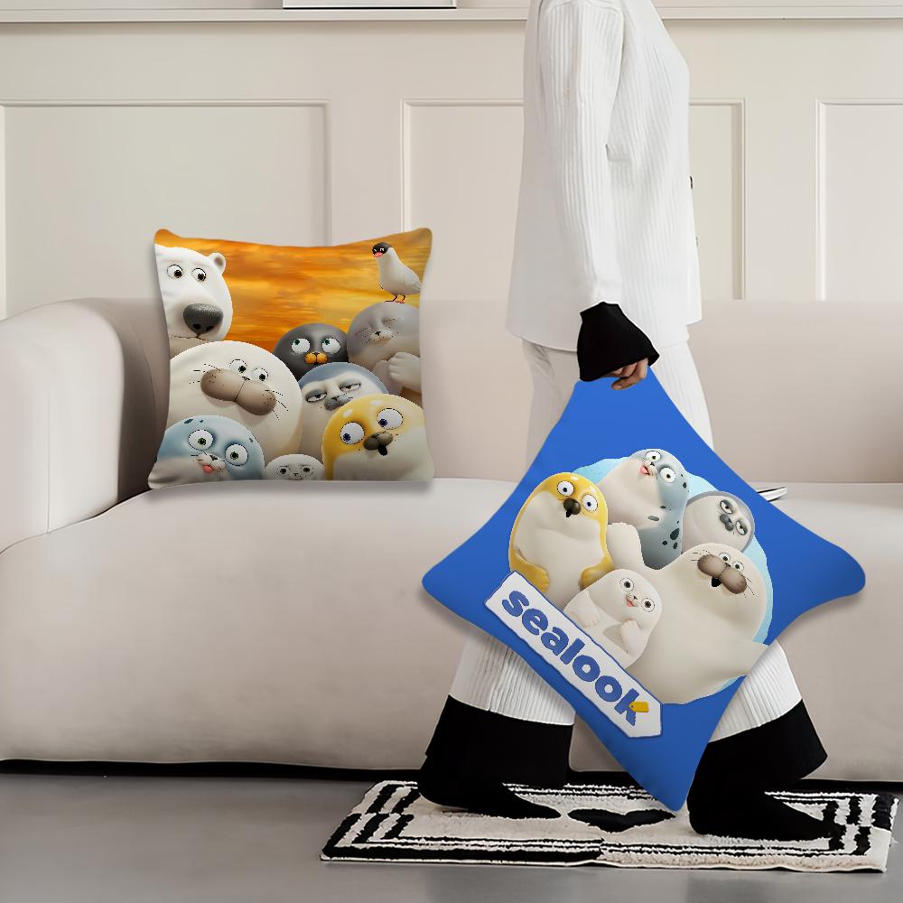 Cushion Cover Soft Comfortable Pillow Case S-Sealook For Sofa Funny Living Cartoon Room Home Office Decor Protective Covers