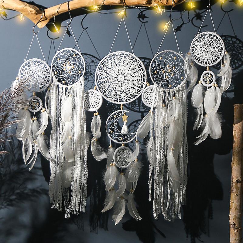 Dream Catchers Handmade Macrame Wall Hanging Dreamcatcher 5 Pieces White Boho Dream Catcher Baby Shower Decorations For Home rosa