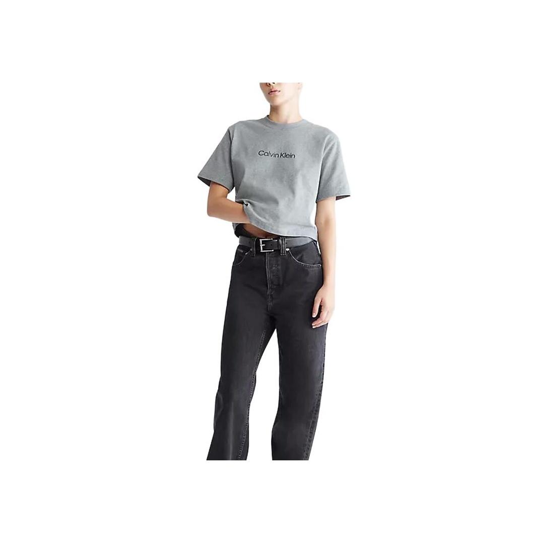 

Calvin Klein Футболка с коротким рукавом в стиле минимализма с надписью Loose Letter, женские топы, средне-серый цвет 40WP113-030 M