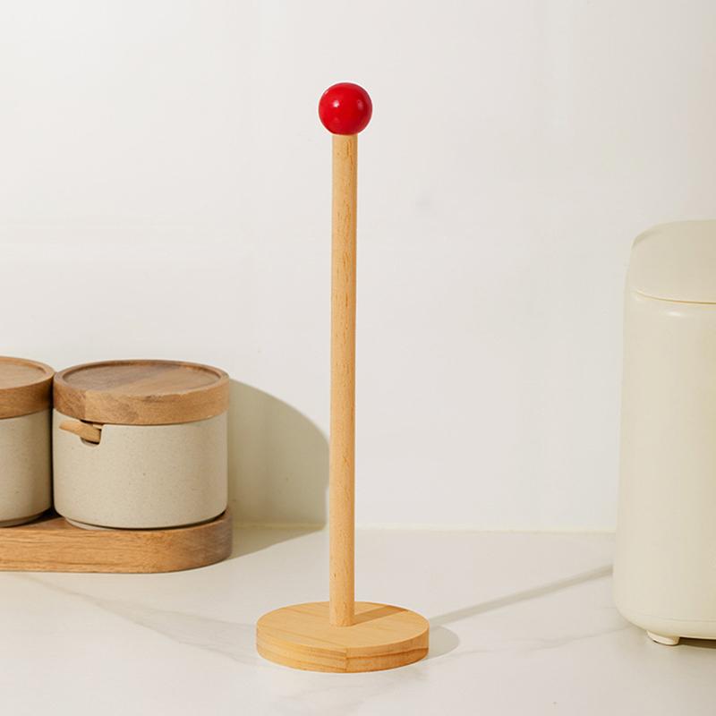 Kitchen Wooden Roll Paper Towel Holder Bathroom Tissue Vertical Stand Disposable Paper Pot Kitchen Toilet Storage Accessories