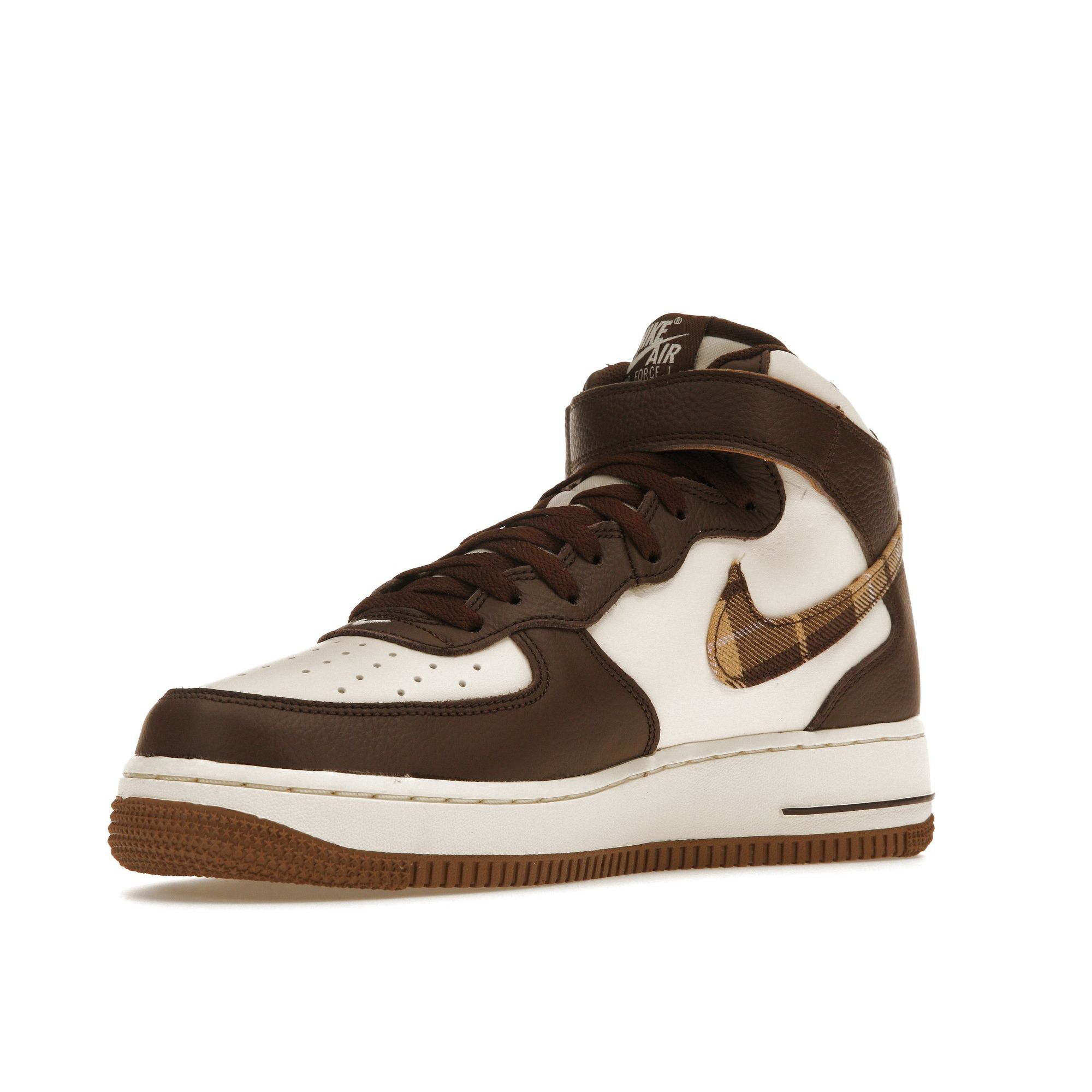 Мужские кроссовки Nike Air Force 1 Mid Brown Plaid Pale-Ivory Cacao-Wow Pink-Bloom — фото 4