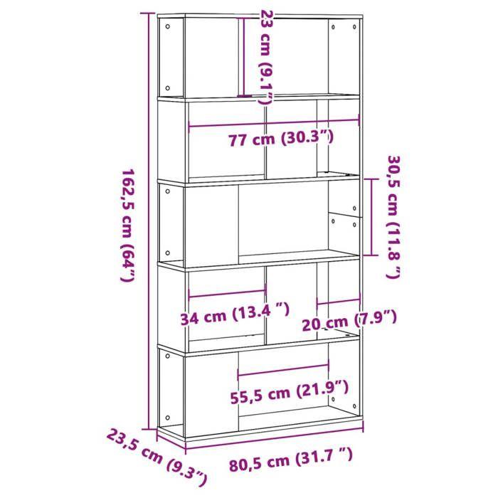 VidaXL Bibliothèque 5 niveaux noir 80,5x23,5x162,5 cm bois ingénierie, étagère, étagère à livres, support de livre, armoire 852772