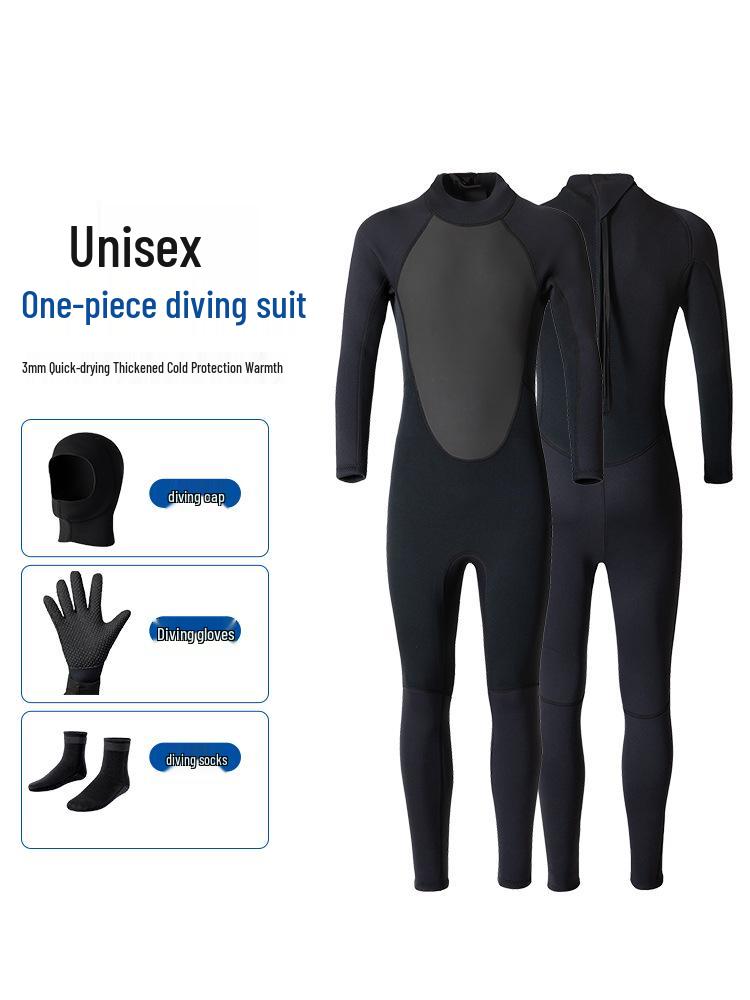Women's 3mm Winter Wetsuit: One-Piece Snorkeling, Jellyfish & Sun Protection, Warm Surfing Swimsuit