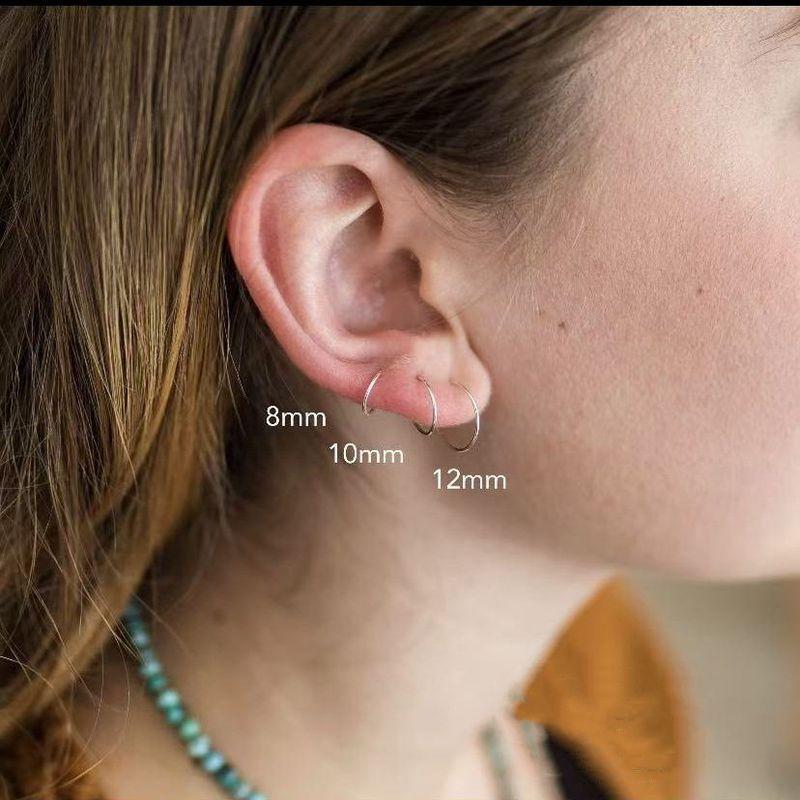 

14K Gold Bag 925 Silver Minimalist Mini Small Circle Ear Studs Ear Ring European and American Simple Bath Sleep Free Pick Earrings 925 Silver 6mm One