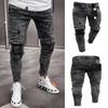Fashion Jeans Men Casual Ripped Hip Hop Pants Skinny Stretchy Jean for Male Distressed Denim Trousers   Sport Streetwear