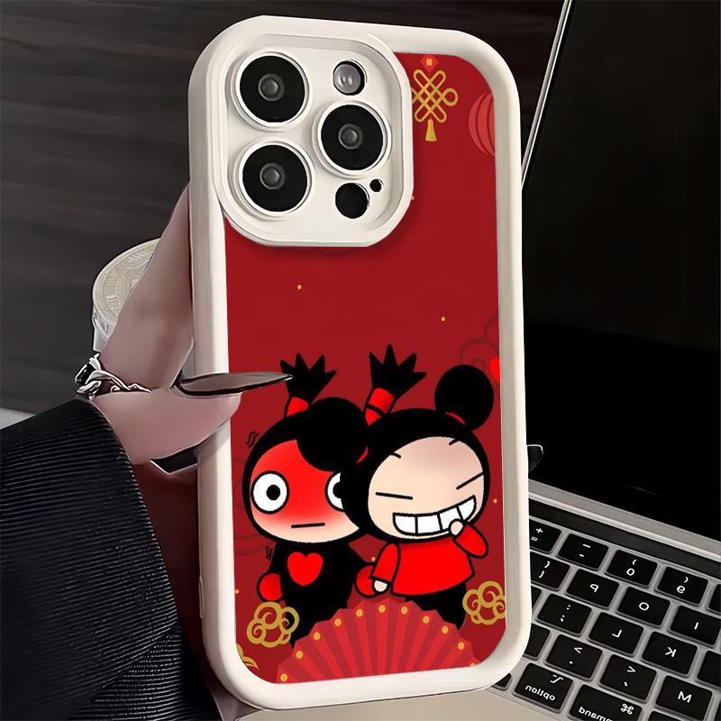 

Phone Case for iPhone 17 Air 16E 15 16 Pro Max Cartoon Cute Pucca Garu Cover 14 Plus 13 12 Mini Soft Shell Silicone Fundas iPhone 14 Plus
