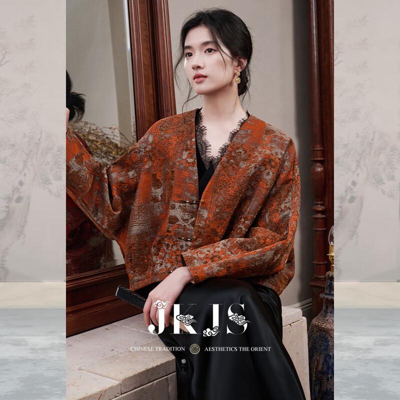 Куртка жаккардовая JK&JS Crimson Sunset Weave Золото в новом китайском стиле S