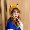 Frog knitted wool hat women's autumn and winter cute headgear knitted headgear green hat tide earmuffs keep warm