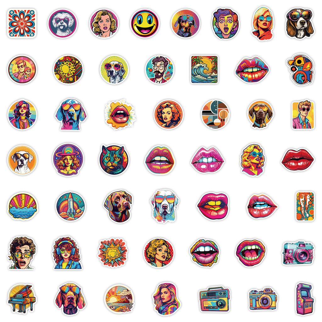 50 Pop Style Graffiti Stickers Skateboard Suitcase Car Decoration Stickers Waterproof Creative Hand Note Stickers