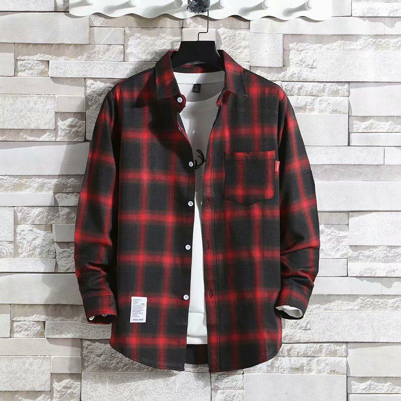 Classical Men Plaid Shirts Long Sleeve Casual Regular Fit Male Tops Autumn Spring
