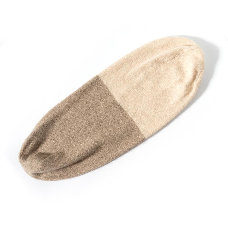 Ladies' 100%Cashmere Double-Sided Double Layered Thick Wearable Knitted Hat For Winter Warmth Contrasting Color Pile Cap For Men