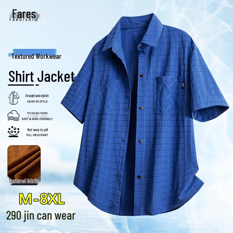 

FARUISHI Men s Summer Cool Loose Short Sleeve Casual Shirt 5XL