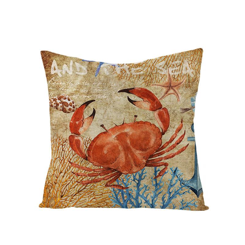Nordic Retro Polyester Printed Pillow Cover Blue Anchor Animal Sofa Cushion Pillow Cover Home Furnishings