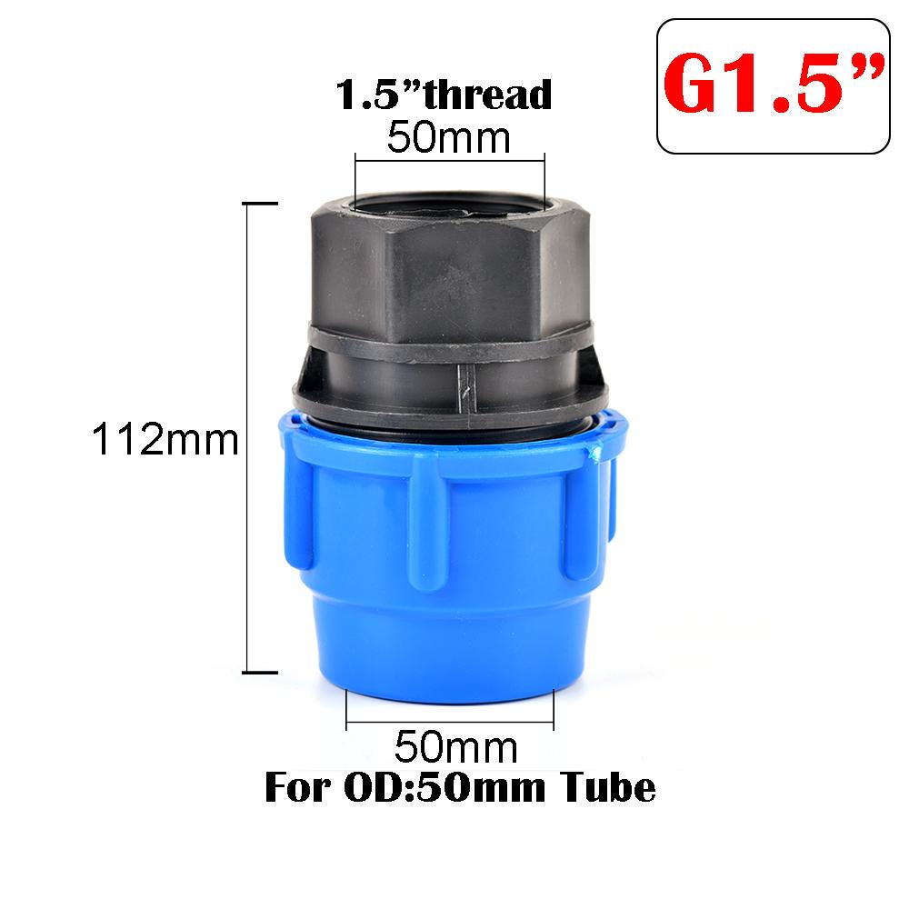 Plast PE Kranvatten Bevattningsvattenrör Snabbkoppling Ventil Invändig gänga till Rör 20mm 25mm 32mm 40mm 50mm 63mm