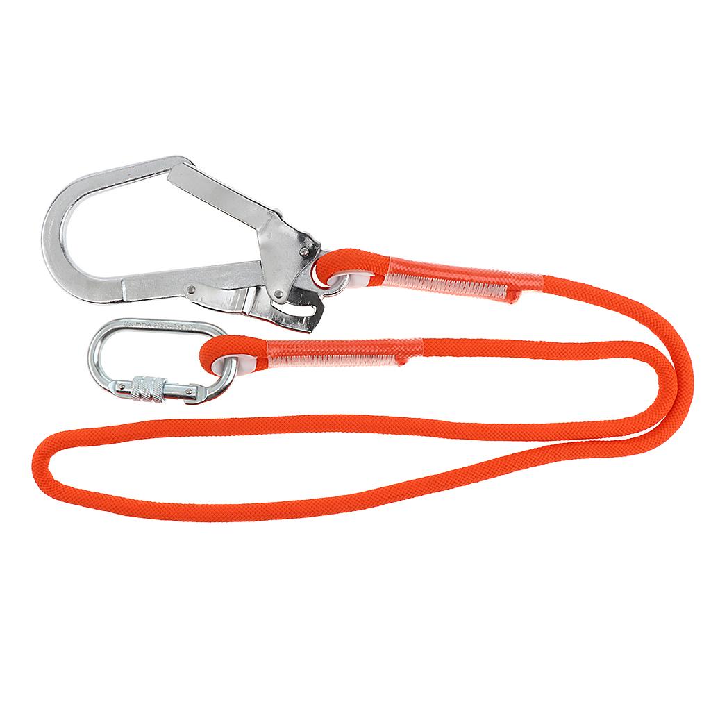 12mm Rock Climbing Safety Fall Harness Belt Lanyard & Carabiner B type 1.6m