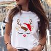 Christmas Animal Merry Chris Print Summer Loose Round Neck Pure Cotton Short Sleeved Shirt T-Shirts Women’s
