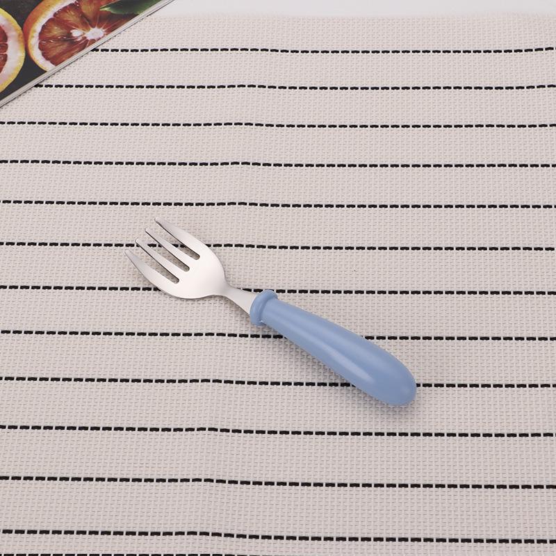Cartoon Stainless Steel Children's Cutlery Set - Fork & Spoon with Round Handles, Gift for Mother & Baby, Birthday Gift