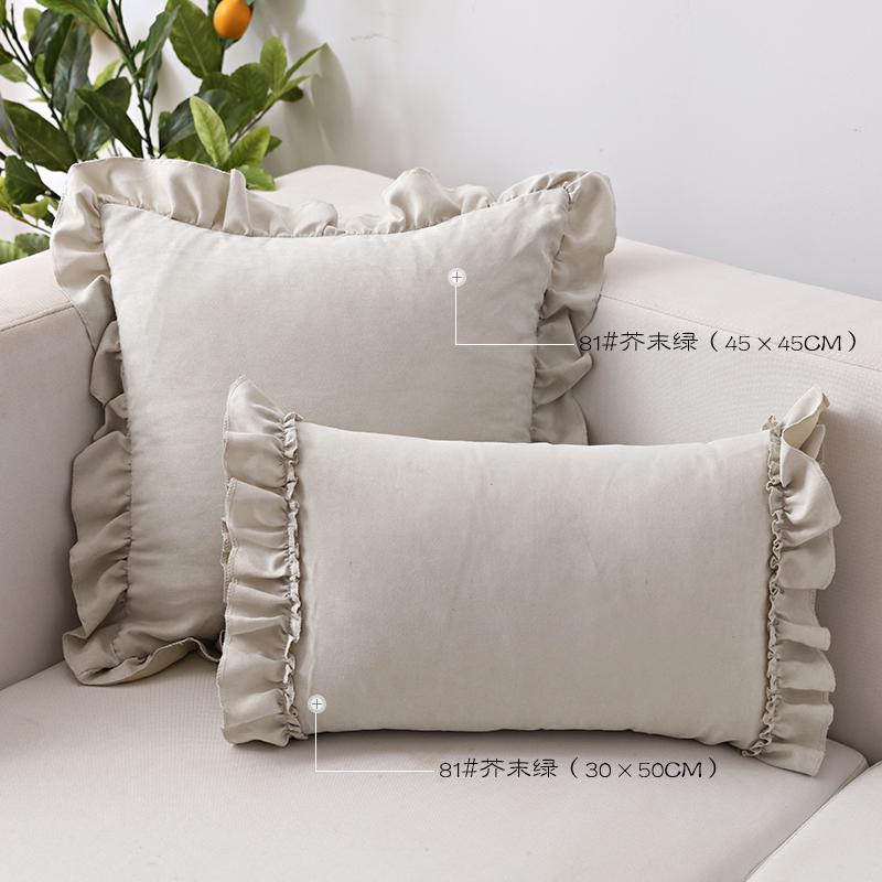 BUYNOW 1PC Suede Ruffle Skirt Small Fresh Pillowcase Pillowcase Sofa Pillowcase Bedside Cushion Cover Home Bedroom Decoration