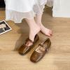 [Youshilai] Retro Temperament Square Head Loafers Women's 2025 Spring New Shallow Mouth Word with Mary Jane Shoes