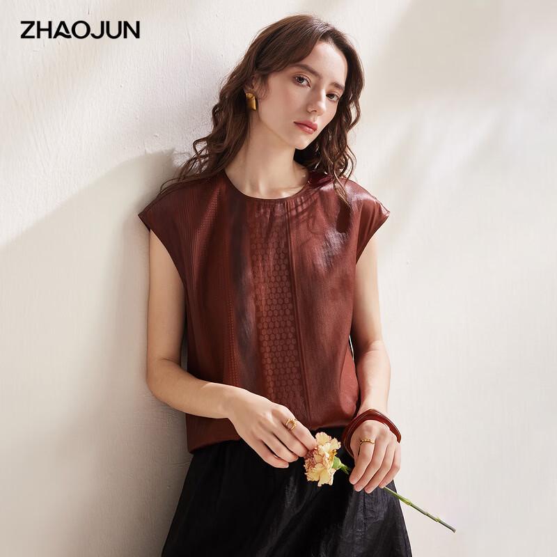 Zhaojun 2026 Spring/Summer Mulberry Silk Jacquard Short-Sleeve Top 2XL