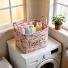 Quilted Laundry Basket with Easy Carry Handles Fabric Storage Basket Quilted Storage Basket for Home Picnic Shopping Travel