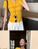 Women's Slim Fit Yellow Off-Shoulder Short Sleeve Tee - Trendy Summer Style