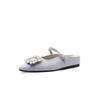 Rhinestone cloth surface with half a pack of towing flats, women's round head 2025 new inner height-increasing shoes, women's new summer