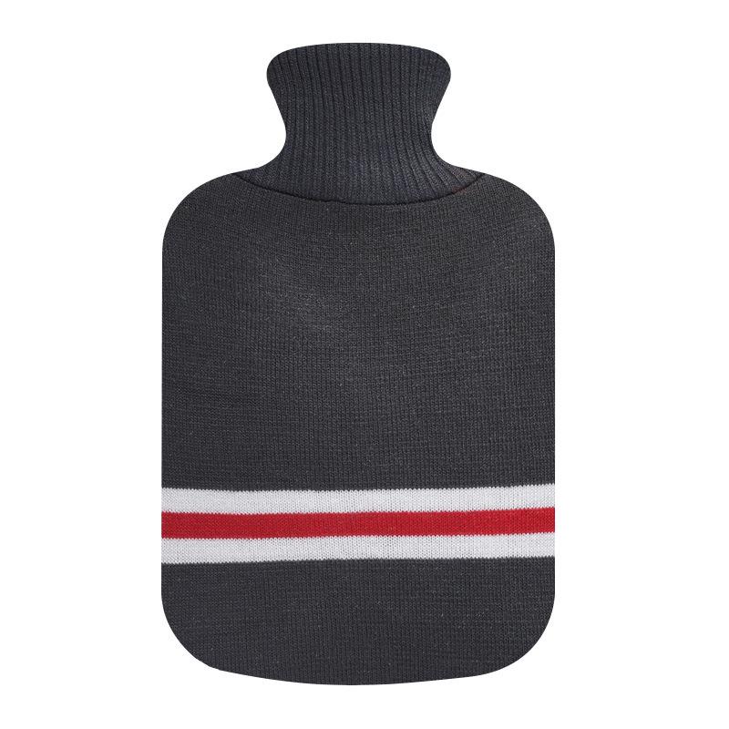 Large British-Style Knitted Hot Water Bottle Cover - Soft, Striped, Heat-Insulating Bag